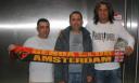 Pato Aguilera and Tomas Skuravy with the president of Genoa Club Amsterdam Hans Otten