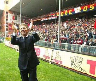 Enrico Preziosi enjoys a victory on the field