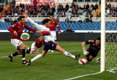 Marco Rossi scores the first Genoa-goal against A.S. Roma